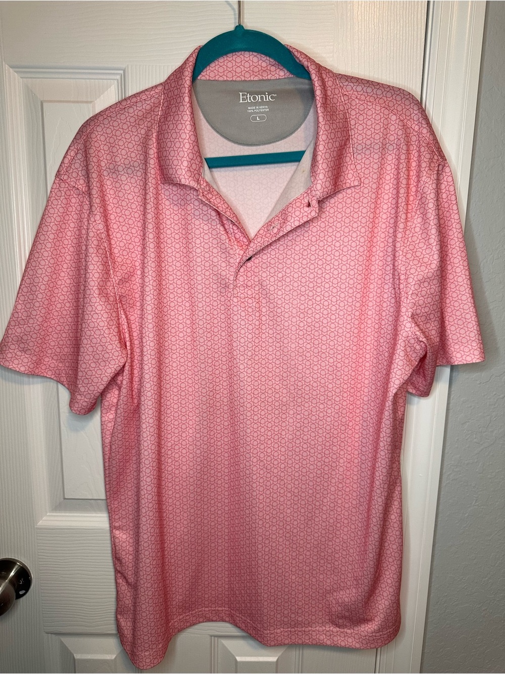 Eton Pink Micro-Pattern Polo Shirt
